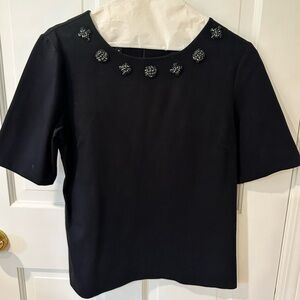 Talbots Medium Black Blouse with embellish stones/gems
